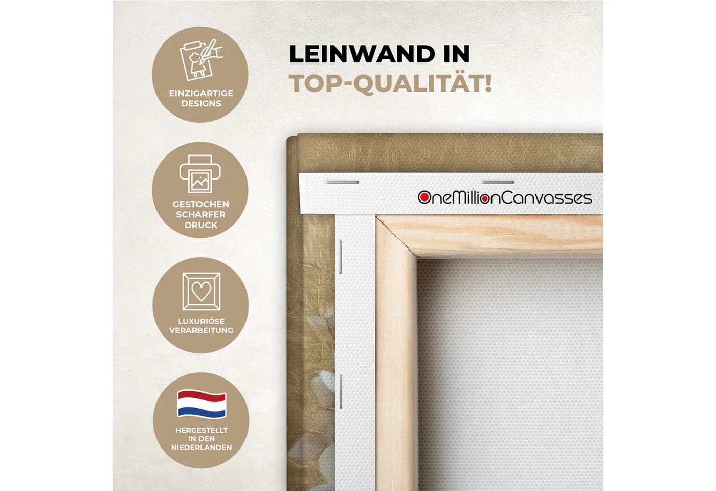 OneMillionCanvasses® Leinwandbild Goldener Hintergrund mit Blumenkranz - Bild 3