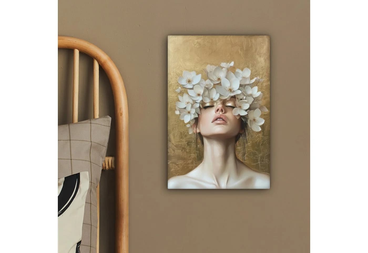 OneMillionCanvasses® Leinwandbild Goldener Hintergrund mit Blumenkranz - Bild 4