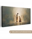 OneMillionCanvasses® Leinwandbild Panorama Jesus Kniend Beige Bild 2