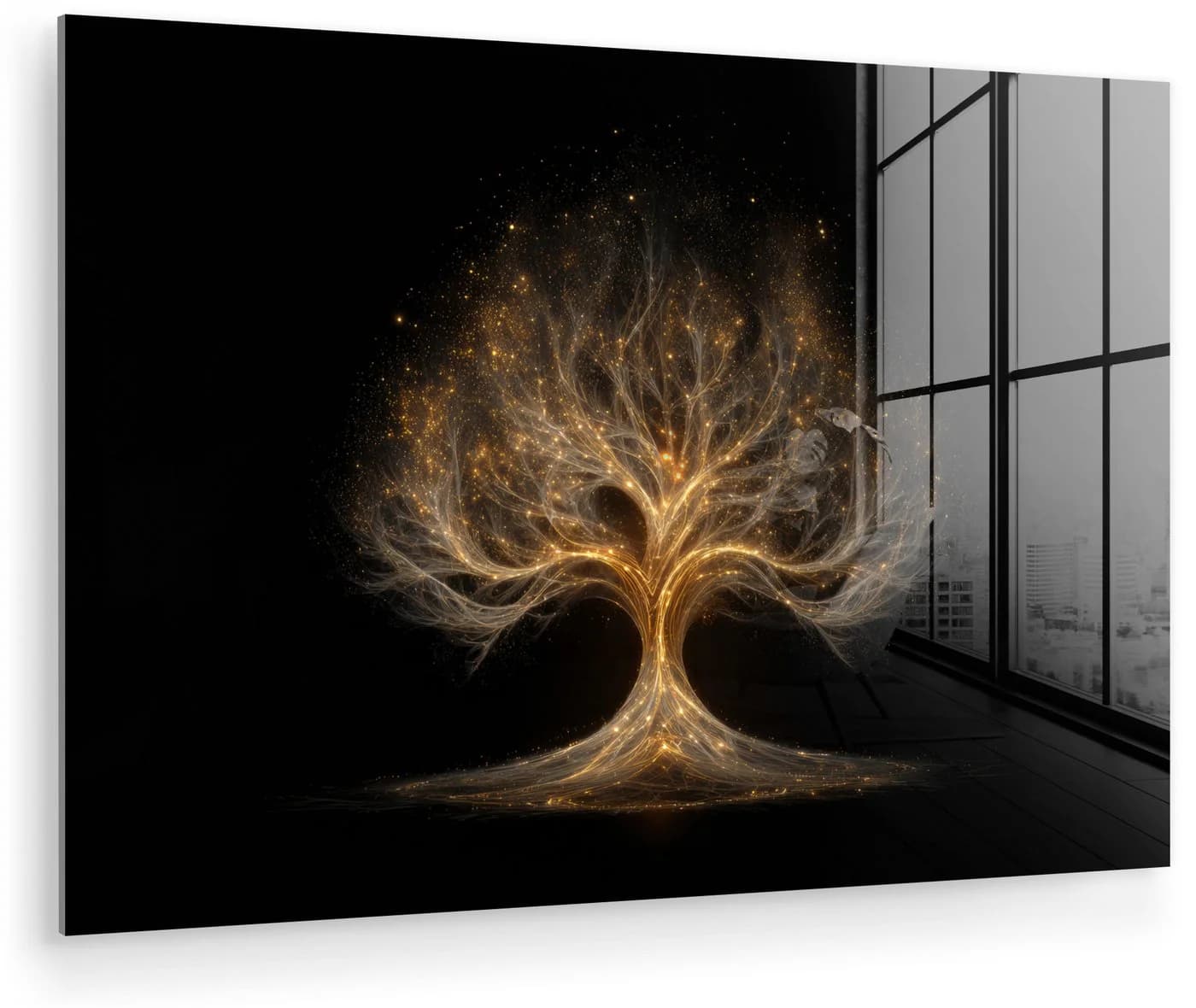 MuchoWow Acrylglasbild Lichter Baum Abstrakt Schwarz - Bild 2