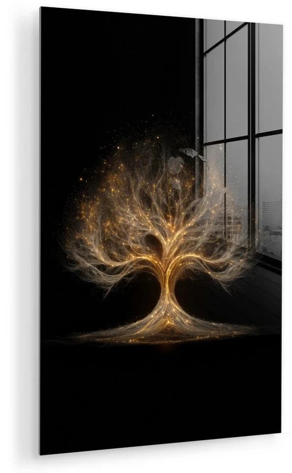 MuchoWow Acrylglasbild Lichter Baum Abstrakt Schwarz - Bild 2