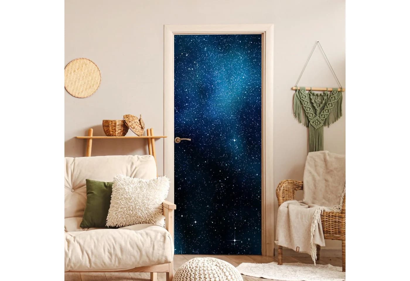 MuchoWow Türtapete Galaxie Nacht Blau Selbstklebend - Bild 4
