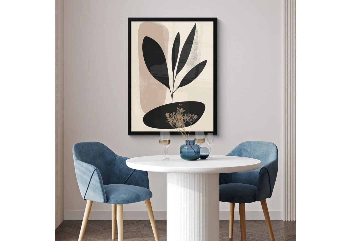 MuchoWow Poster Pflanze Beige Japanisch mit Schwarzem Rahmen - Bild 5