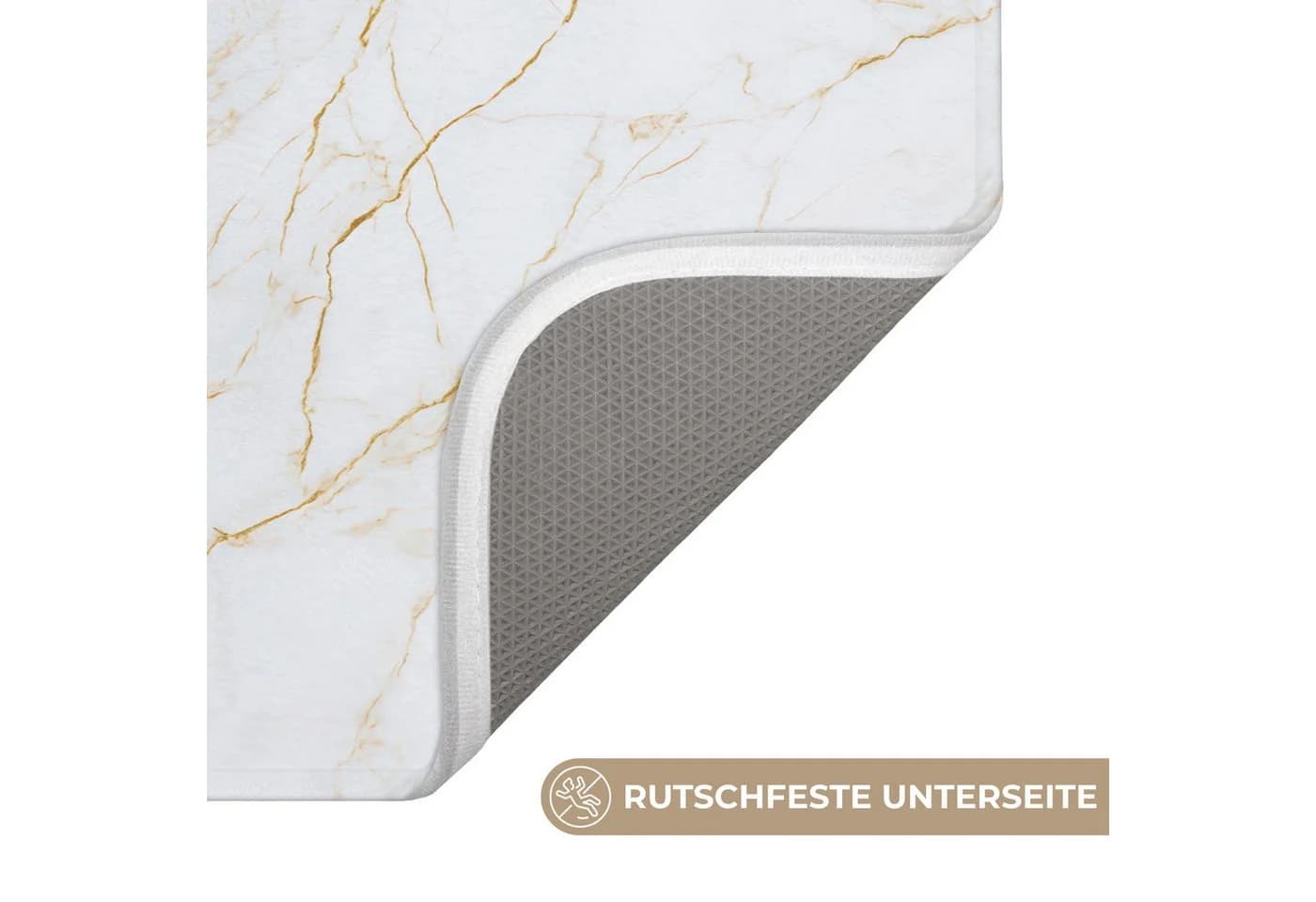 OnlyWow Badematte Weiß Marmor Gold 10mm Höhe Rutschfest - Bild 3