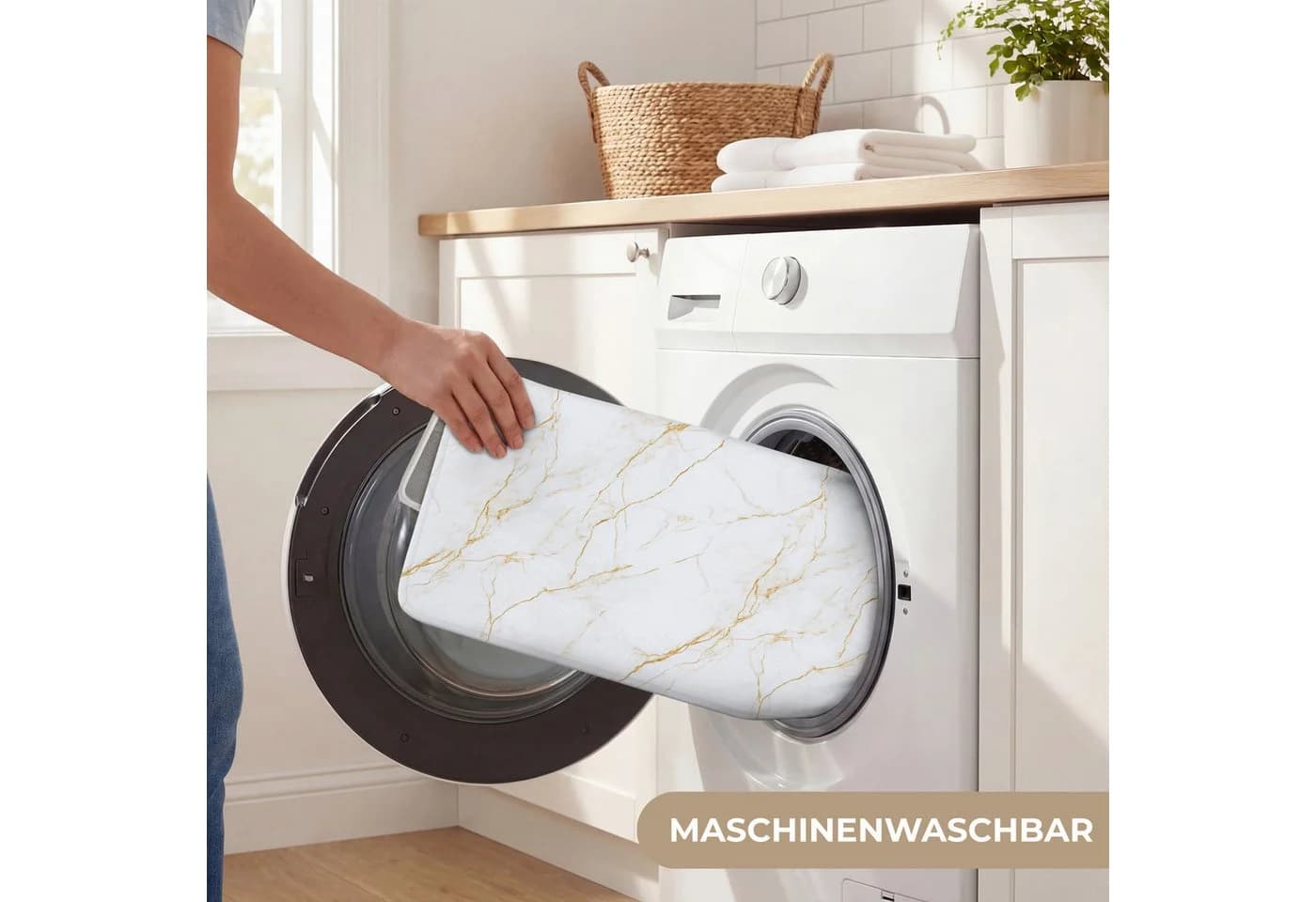 OnlyWow Badematte Weiß Marmor Gold 10mm Höhe Rutschfest - Bild 5