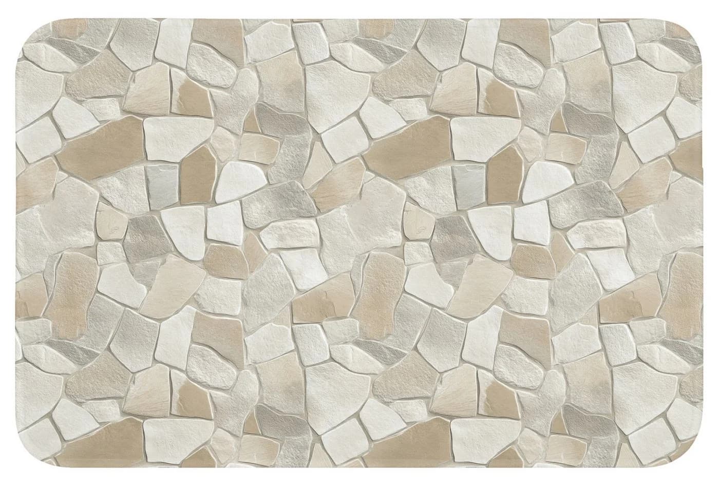 OnlyWow Badematte Mosaik Beige Rutschfest Polyester - Bild 2
