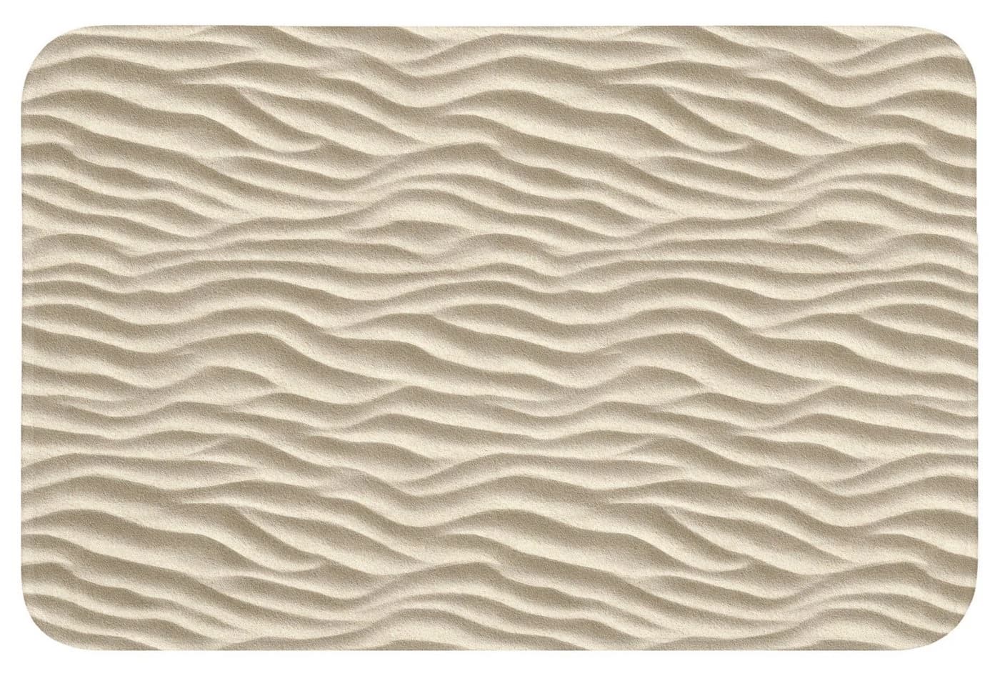 OnlyWow Badematte Sand Wellen Beige Rutschfest Polyester - Bild 2