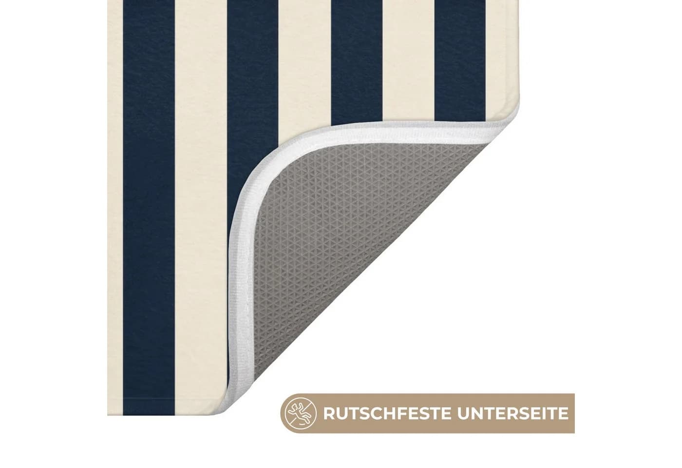 OnlyWow Badematte Vertikale Streifen Blau Creme Rutschfest - Bild 3