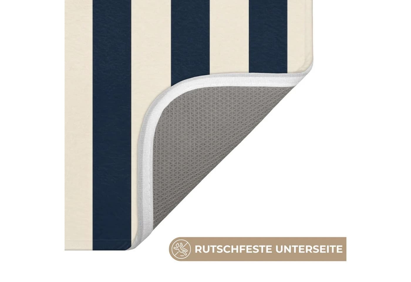 OnlyWow Badematte Vertikale Streifen Blau Creme Rutschfest - Bild 3