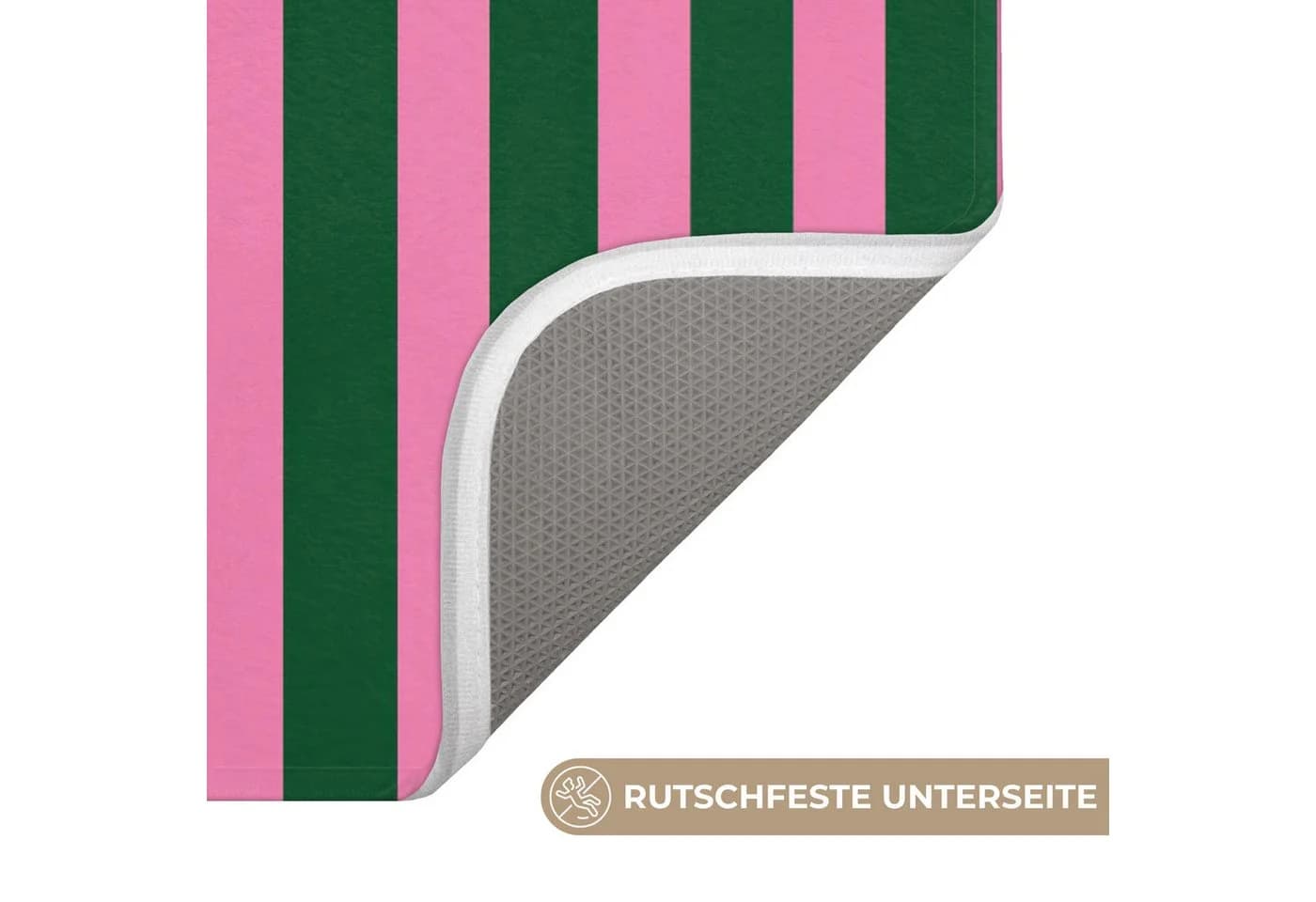 OnlyWow Badematte Vertikale Streifen Grün Rosa Rutschfest - Bild 3