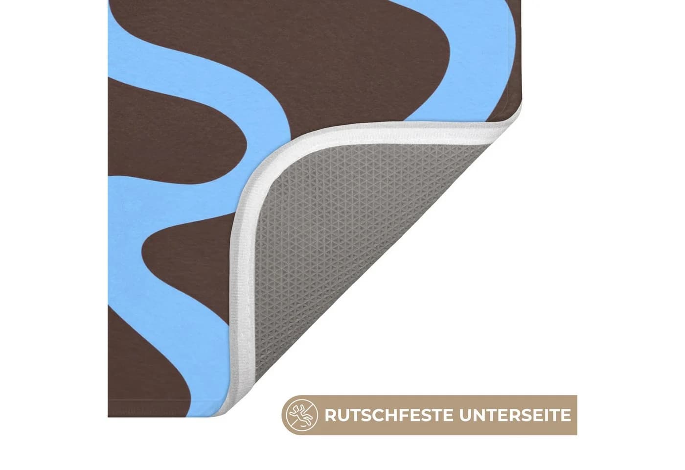 OnlyWow Badematte Sich windende Linien Blau Braun Minimalistisch - Bild 3