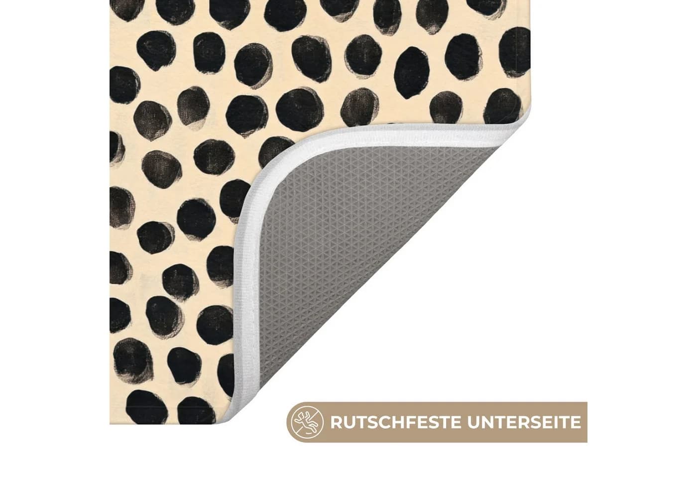 OnlyWow Badematte Polka dots Schwarz Beige Rutschfest - Bild 3