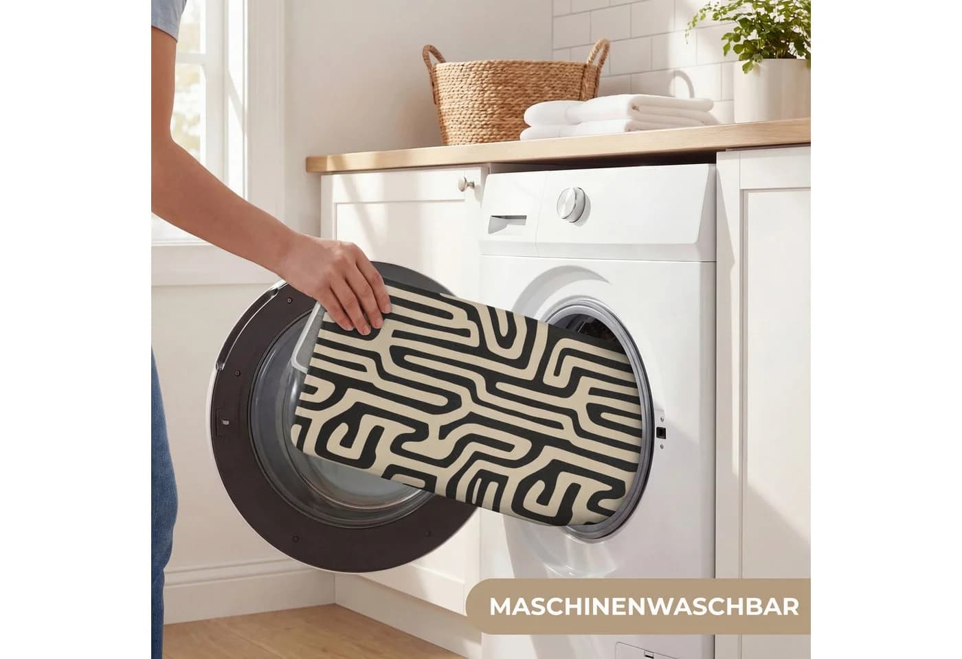 OnlyWow Badematte Grafik Linien Schwarz Modern - Bild 5
