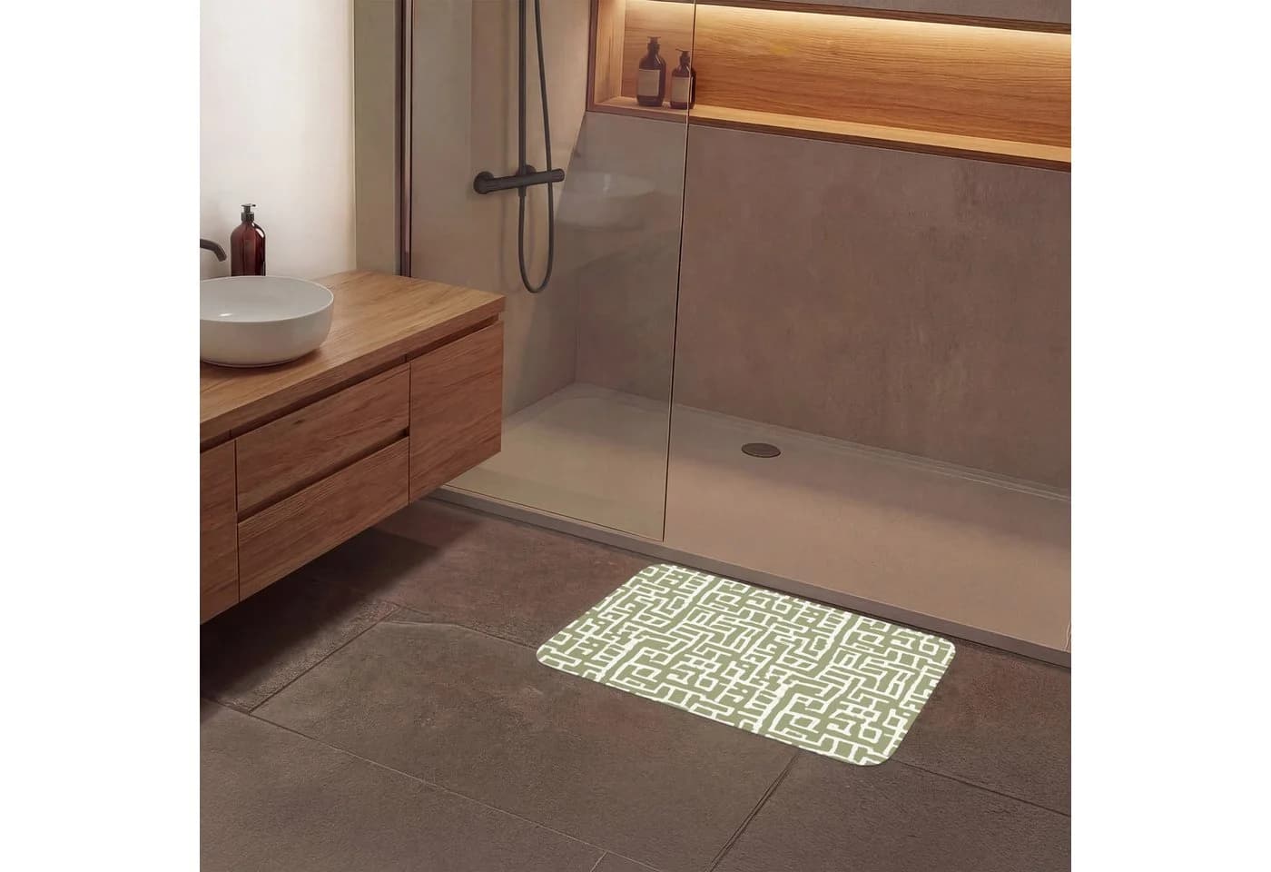 OnlyWow Badematte Grafik Grün Memory-Foam Rutschfest - Bild 4