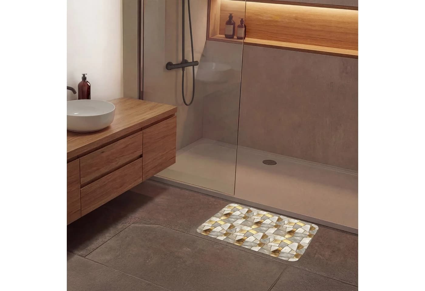 OnlyWow Badematte Mosaik Marmor Gold Rutschfest - Bild 4