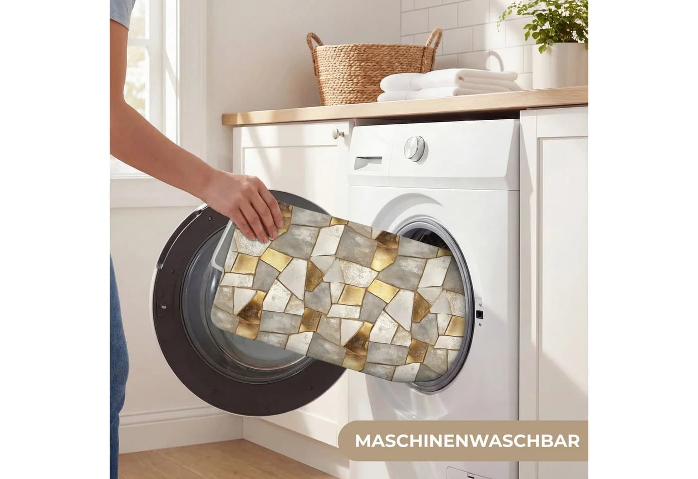 OnlyWow Badematte Mosaik Marmor Gold Rutschfest - Bild 5