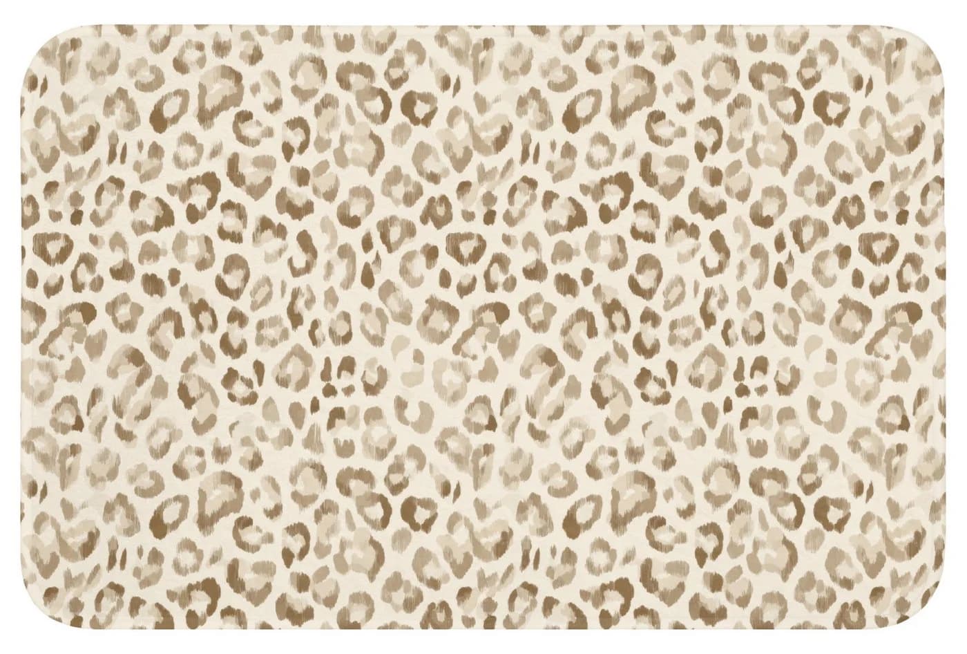 OnlyWow Badematte Leopard Klassisch Beige Rutschfest - Bild 2