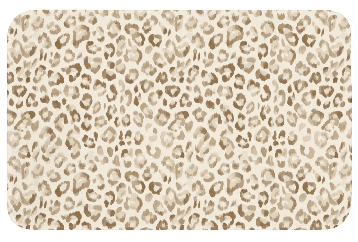 OnlyWow Badematte Leopard Klassisch Beige Rutschfest Polyester - Bild 2