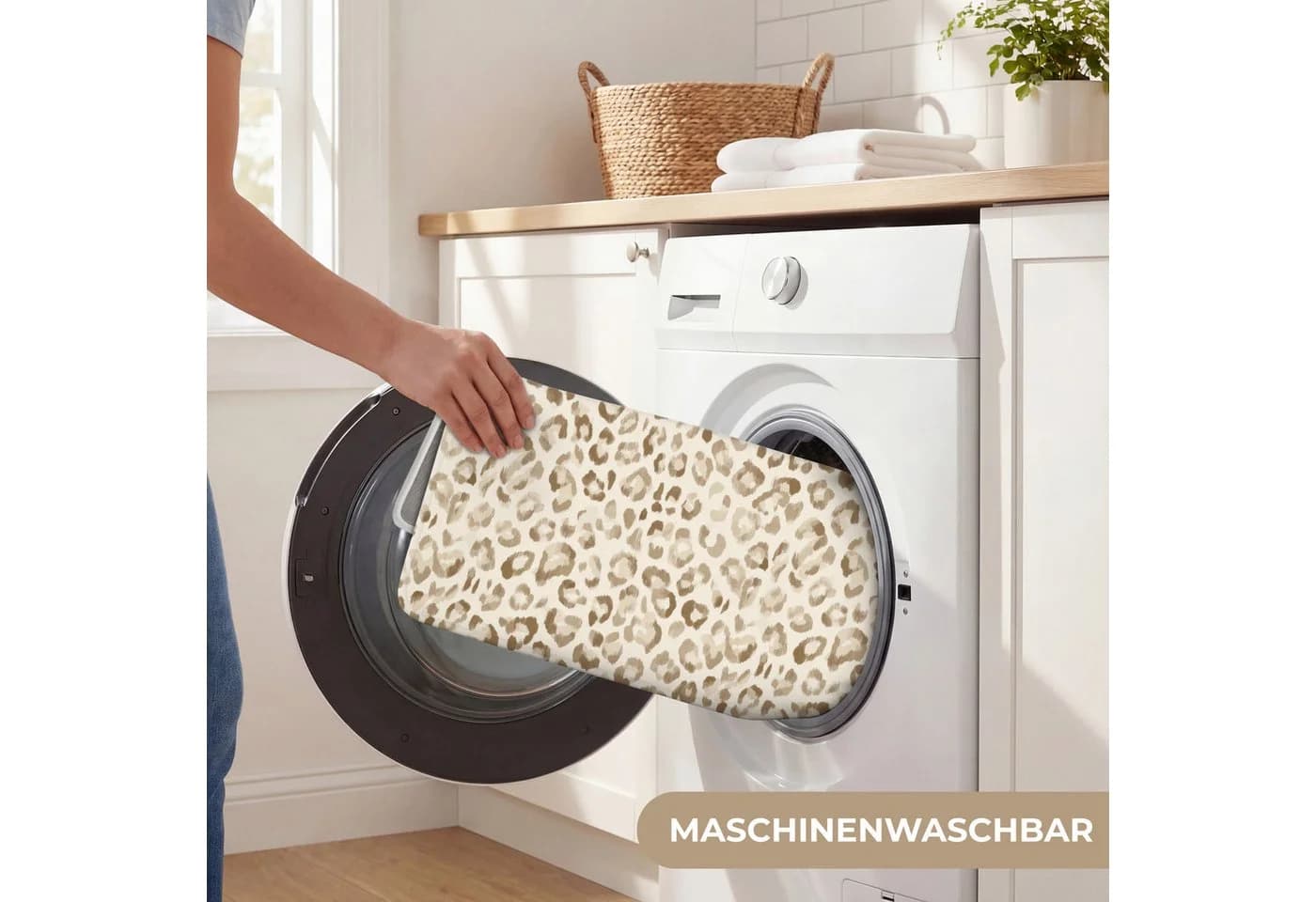 OnlyWow Badematte Leopard Klassisch Beige Rutschfest Polyester - Bild 5