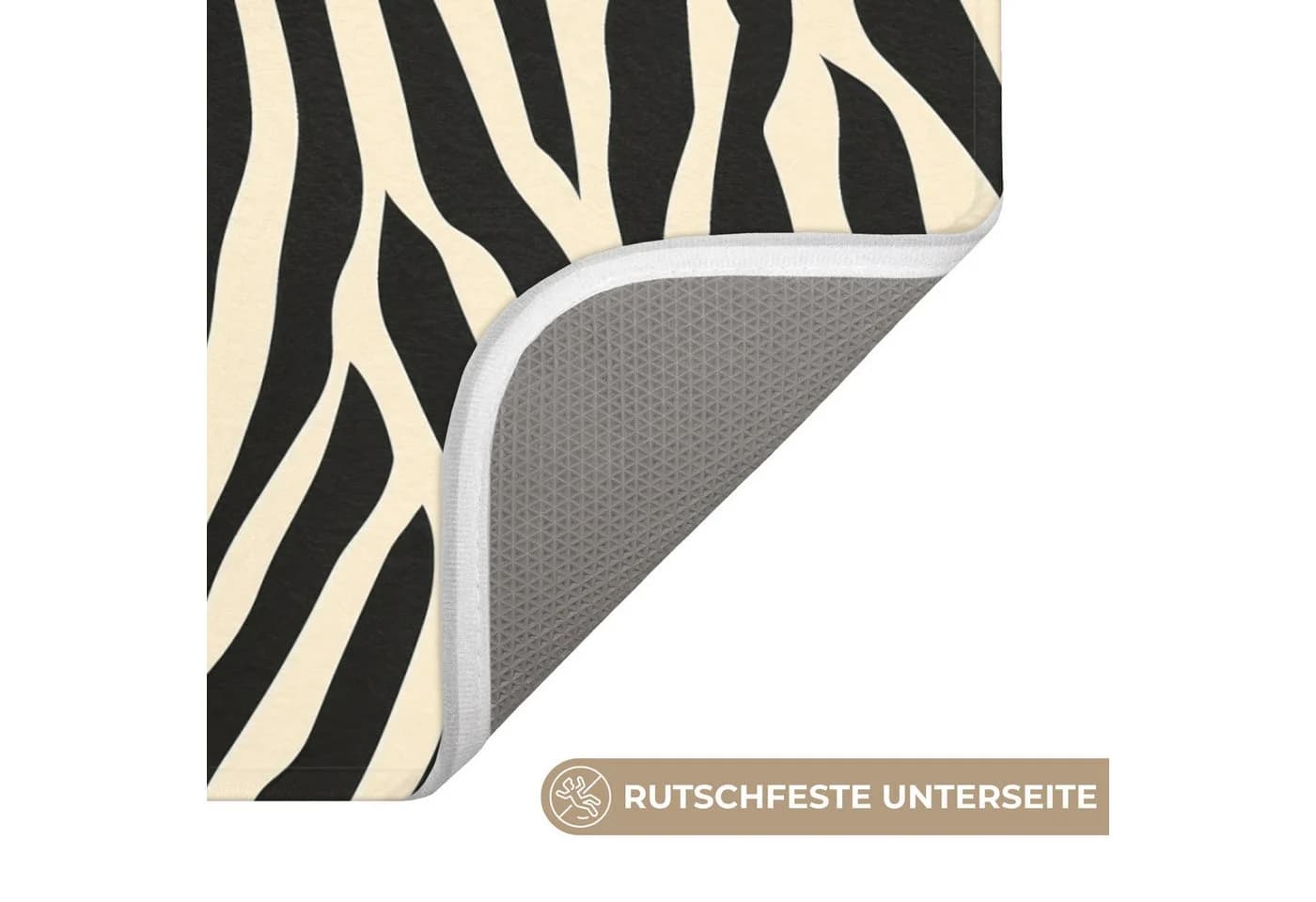OnlyWow Badematte Zebra Schwarz-Weiß Rutschfest - Bild 3