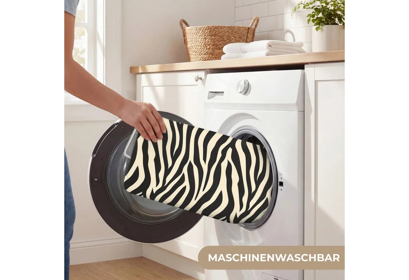OnlyWow Badematte Zebra Schwarz-Weiß Rutschfest - Bild 5