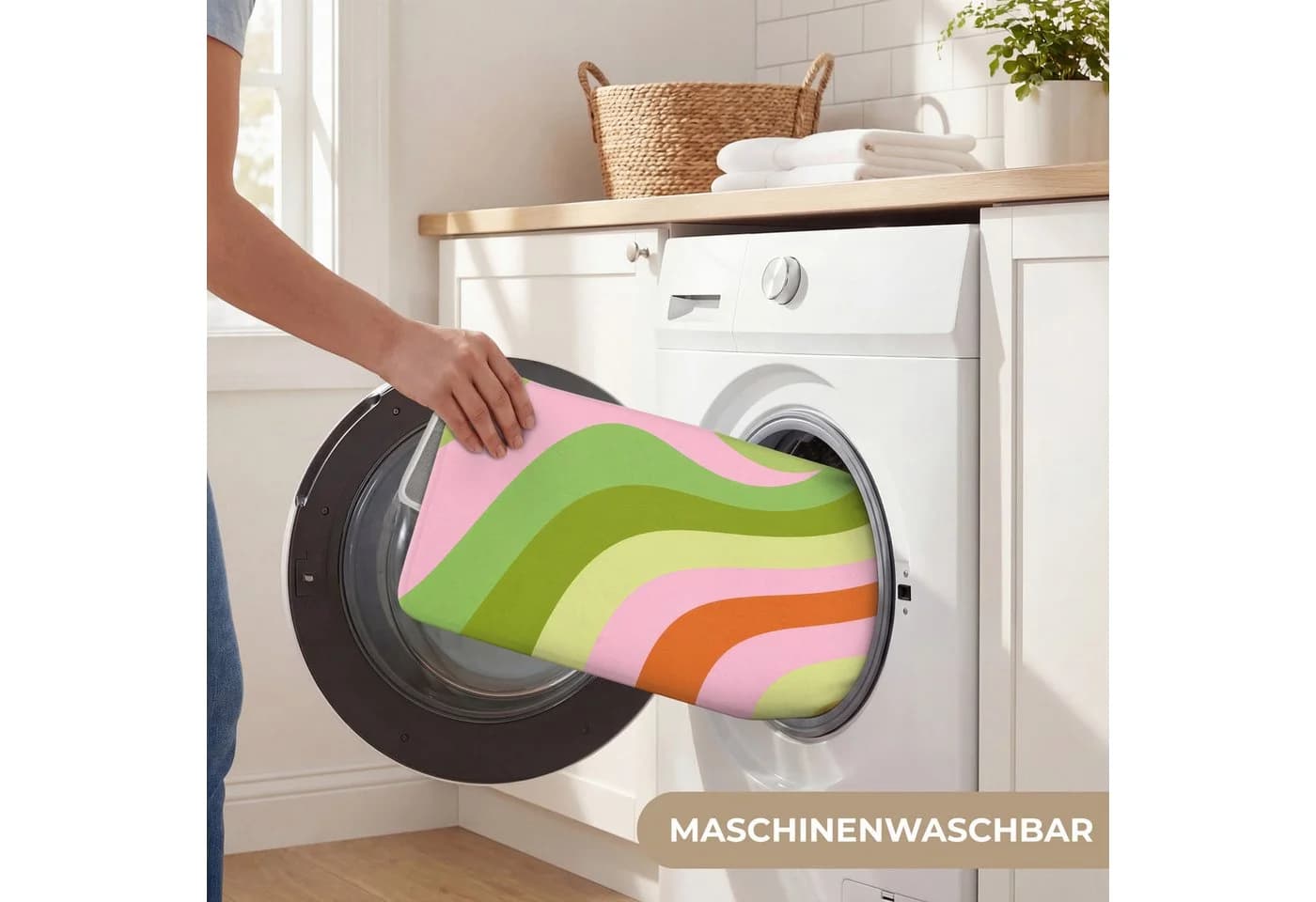 OnlyWow Badematte Linien Pastelltöne Rutschfest Polyester - Bild 5