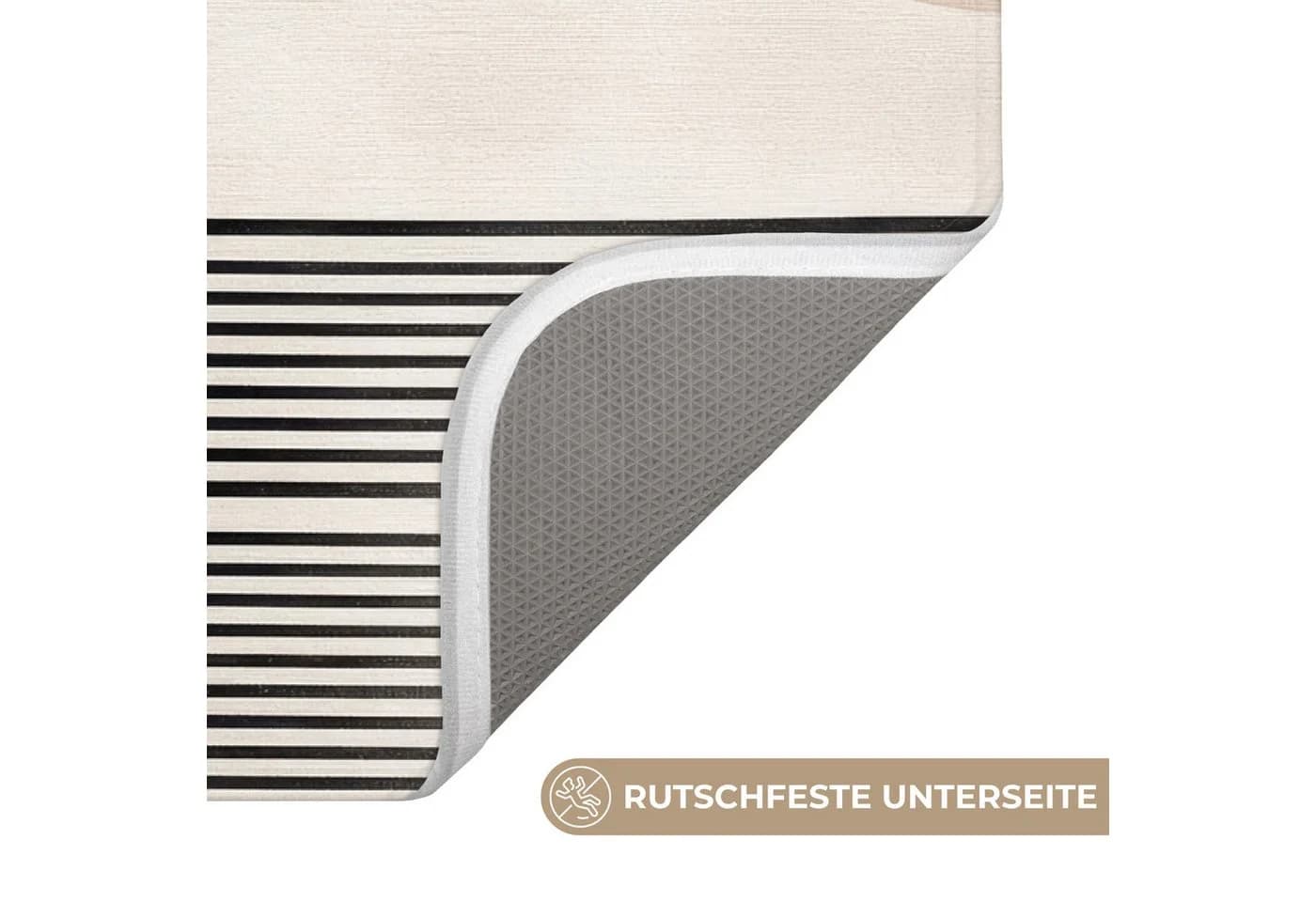 OnlyWow Badematte Abstrakt Japandi Beige Schwarz Rutschfest - Bild 3