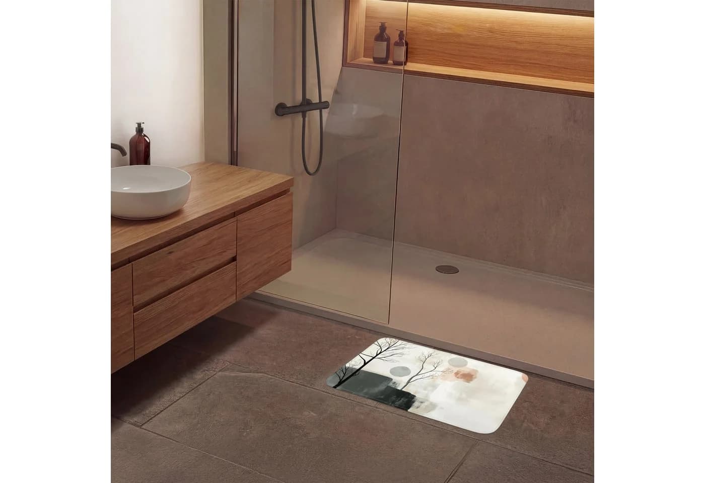 OnlyWow Badematte Wabi sabi Beige Rutschfest Memory-Foam - Bild 4