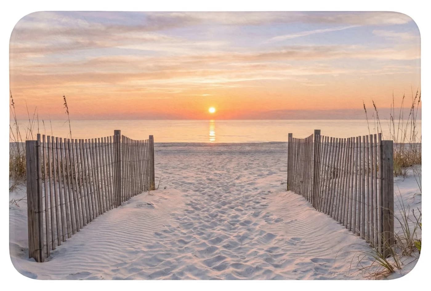 OnlyWow Badematte Sonnenuntergang Strand Polyester Rutschfest - Bild 2