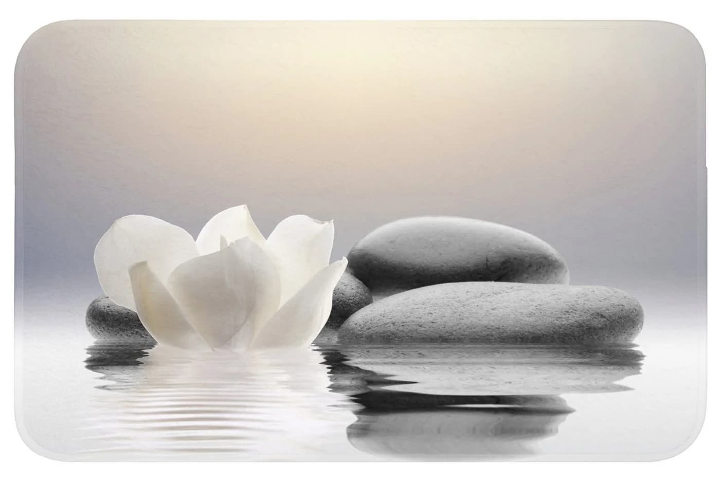 OnlyWow Badematte Steine Lotus Weiß Rutschfest Memory-Foam - Bild 2
