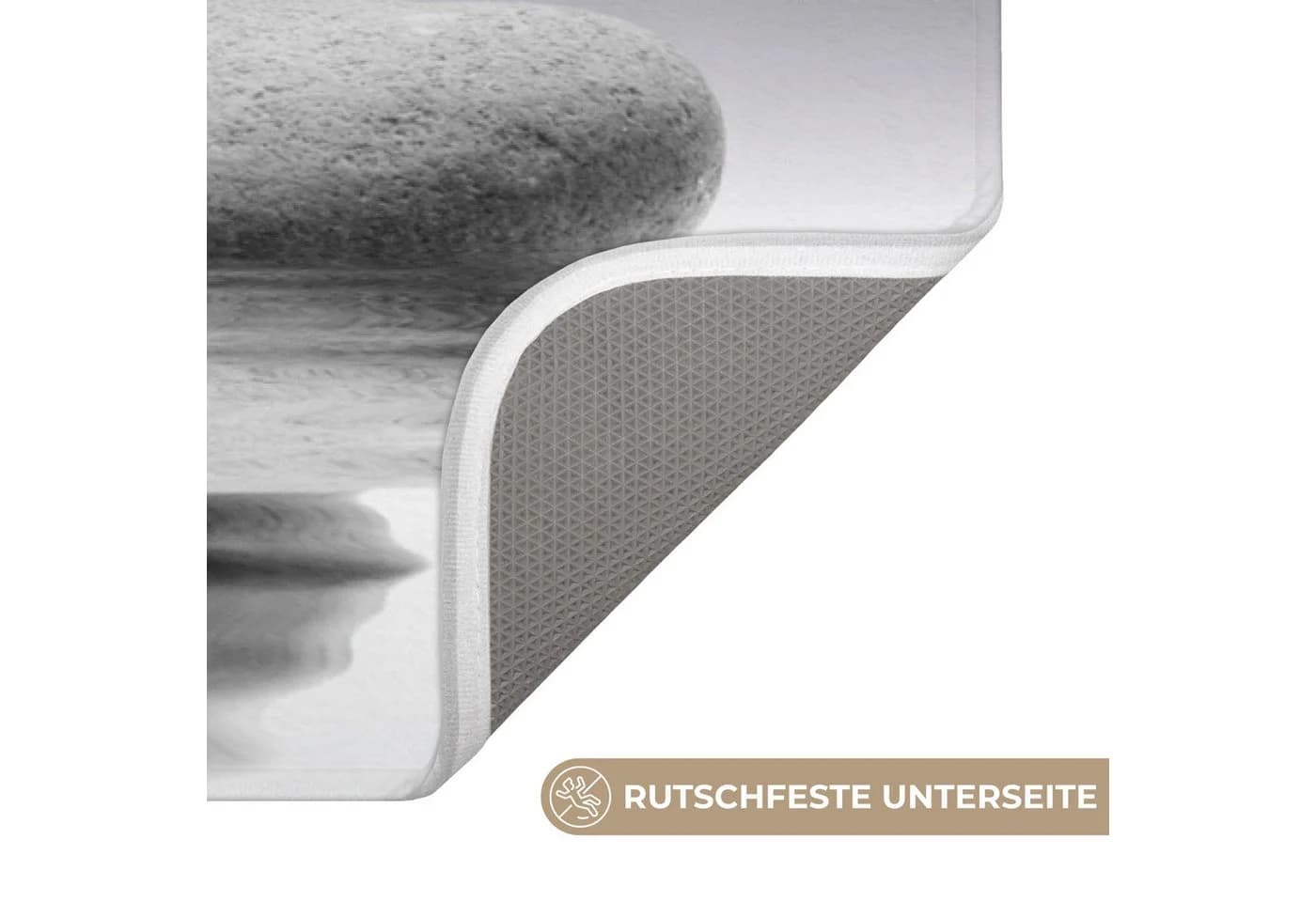 OnlyWow Badematte Steine Lotus Weiß Rutschfest Memory-Foam - Bild 3