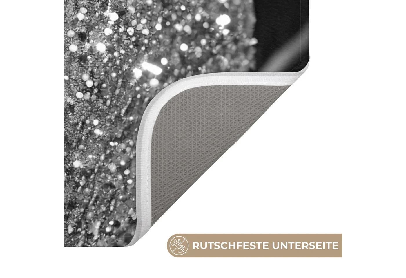 OnlyWow Badematte Toilettenpapier Design Schwarz Weiß Glitter - Bild 3