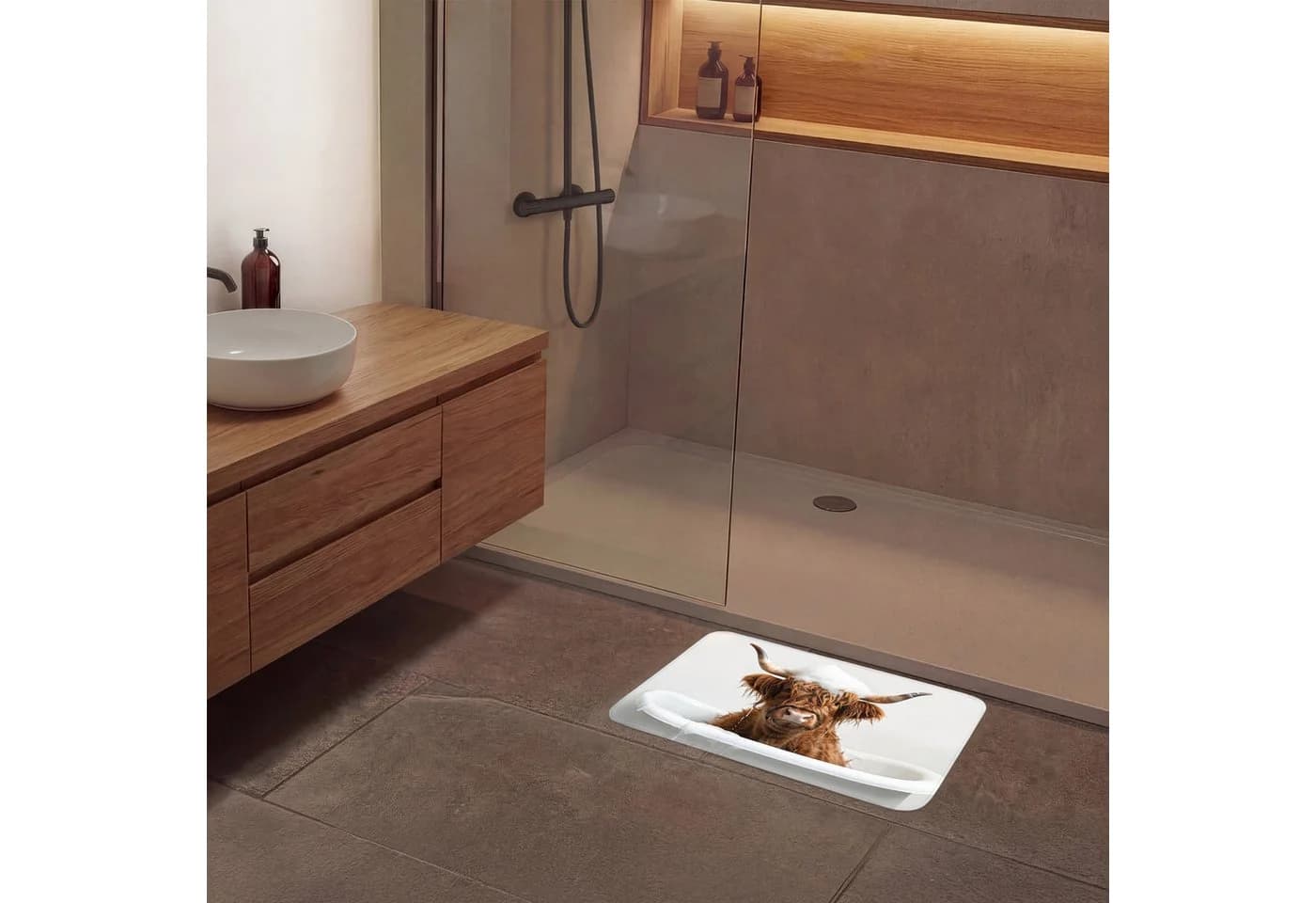 OnlyWow Badematte Schottischer Highlander Rutschfest Polyester - Bild 4