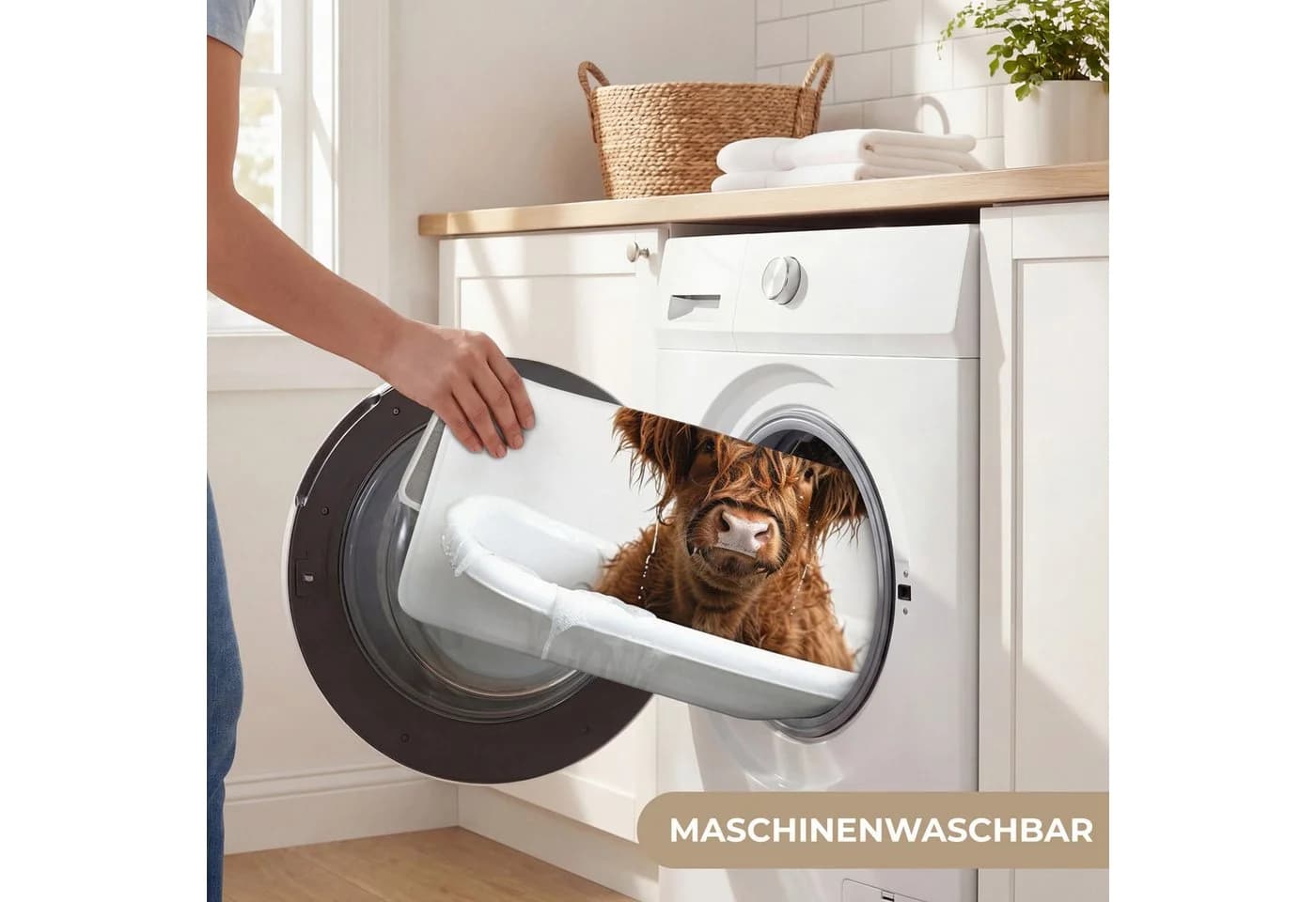OnlyWow Badematte Schottischer Highlander Rutschfest Polyester - Bild 5
