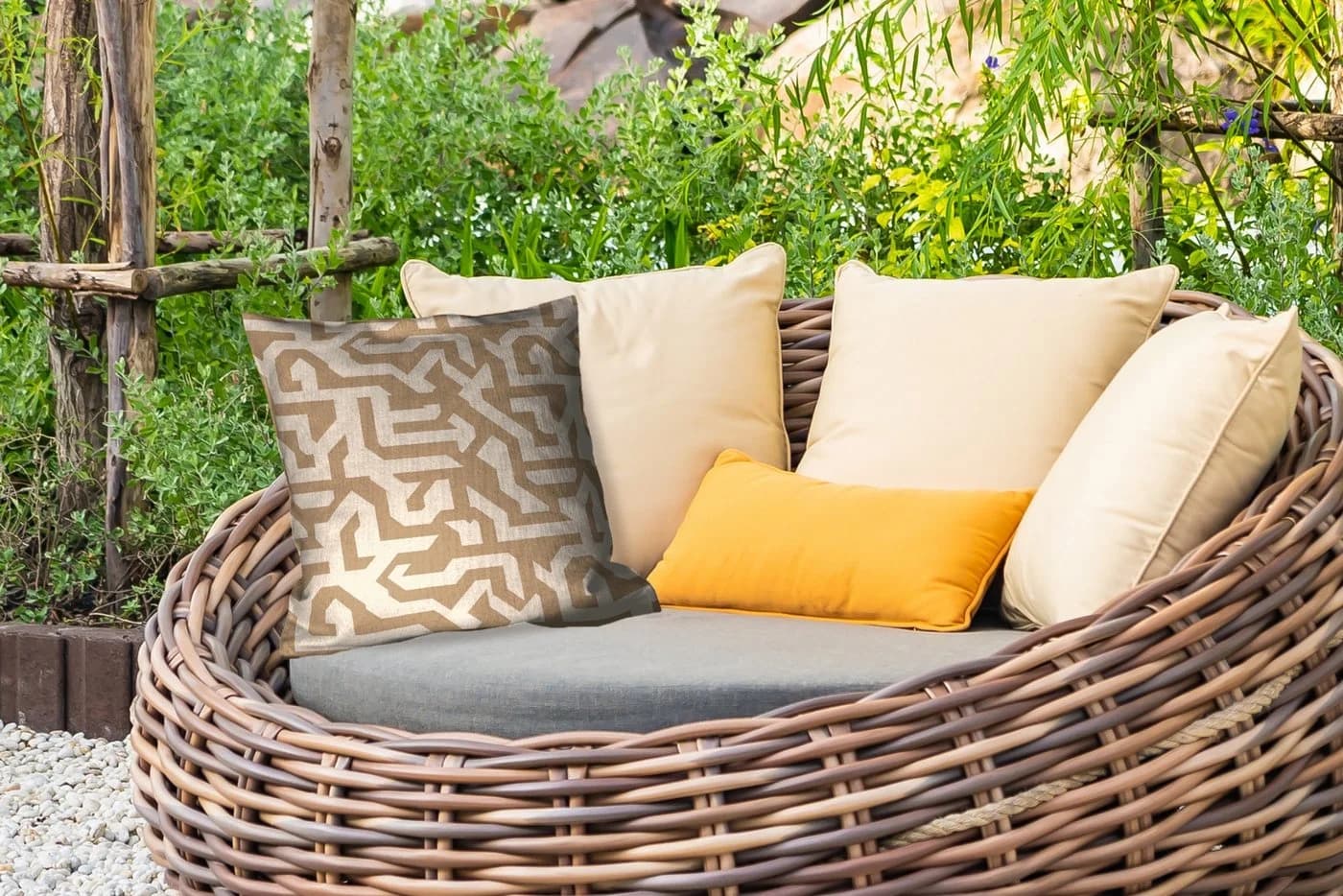 MuchoWow Dekokissen Modern Abstrakt Beige 40x40 cm Outdoor