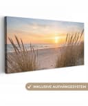 OneMillionCanvasses Leinwandbild Panorama Sonnenuntergang Dünen Meer 40x20 cm Bild 2