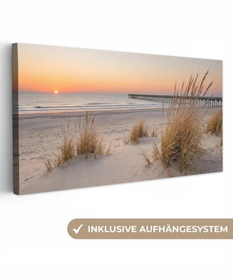OneMillionCanvasses® Leinwandbild Panorama Strand Sonnenuntergang - Bild 2