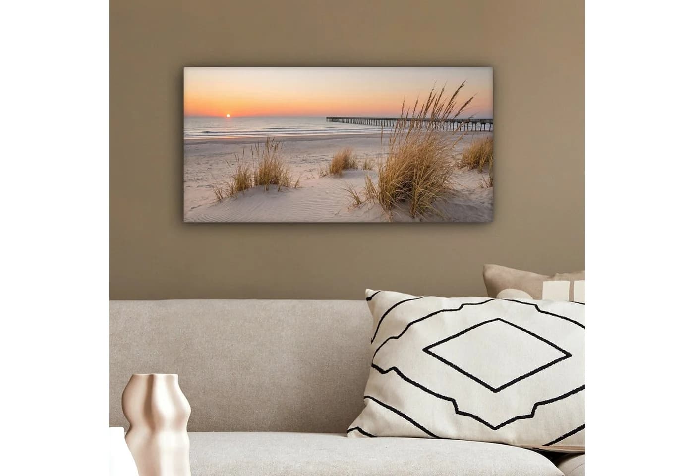 OneMillionCanvasses® Leinwandbild Panorama Strand Sonnenuntergang - Bild 4