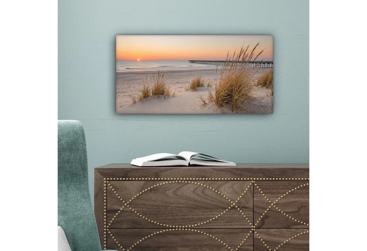 OneMillionCanvasses® Leinwandbild Panorama Strand Sonnenuntergang - Bild 5