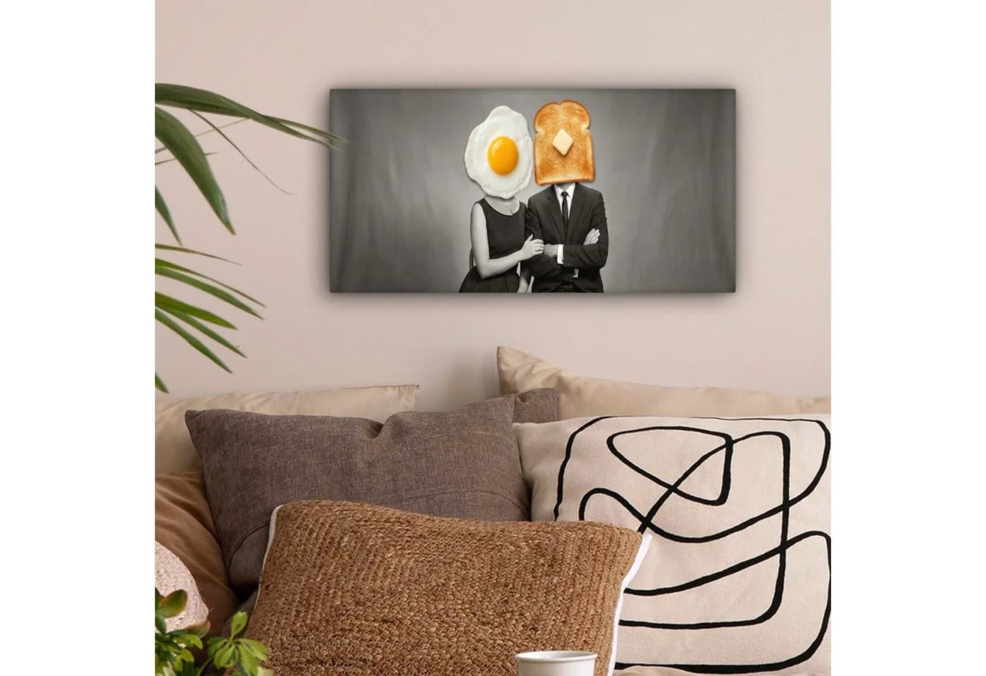 OneMillionCanvasses® Leinwandbild Panorama Frühstück Ehepaar Bunt