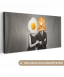 OneMillionCanvasses® Leinwandbild Panorama Frühstück Ehepaar Bunt Bild 2