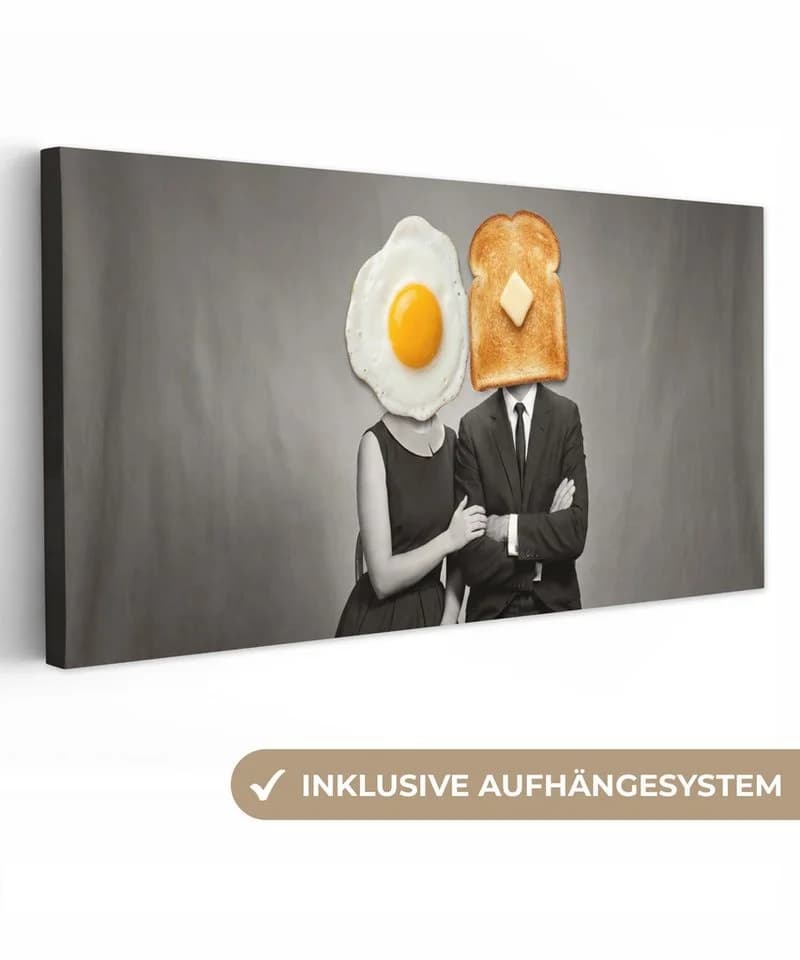 OneMillionCanvasses® Leinwandbild Panorama Frühstück Ehepaar Bunt - Bild 2