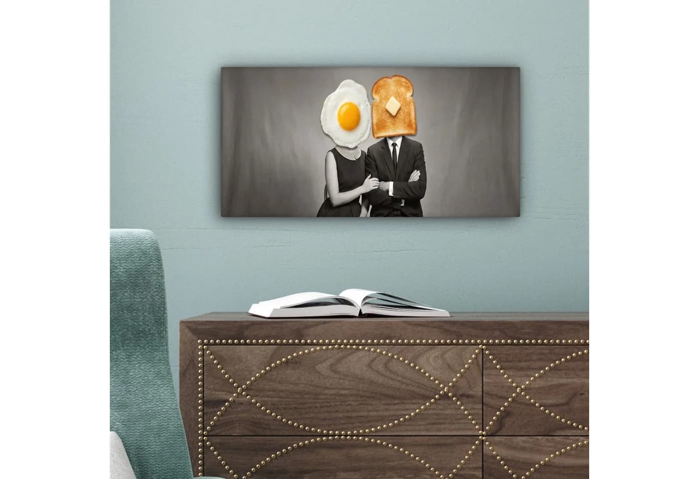 OneMillionCanvasses® Leinwandbild Panorama Frühstück Ehepaar Bunt - Bild 5