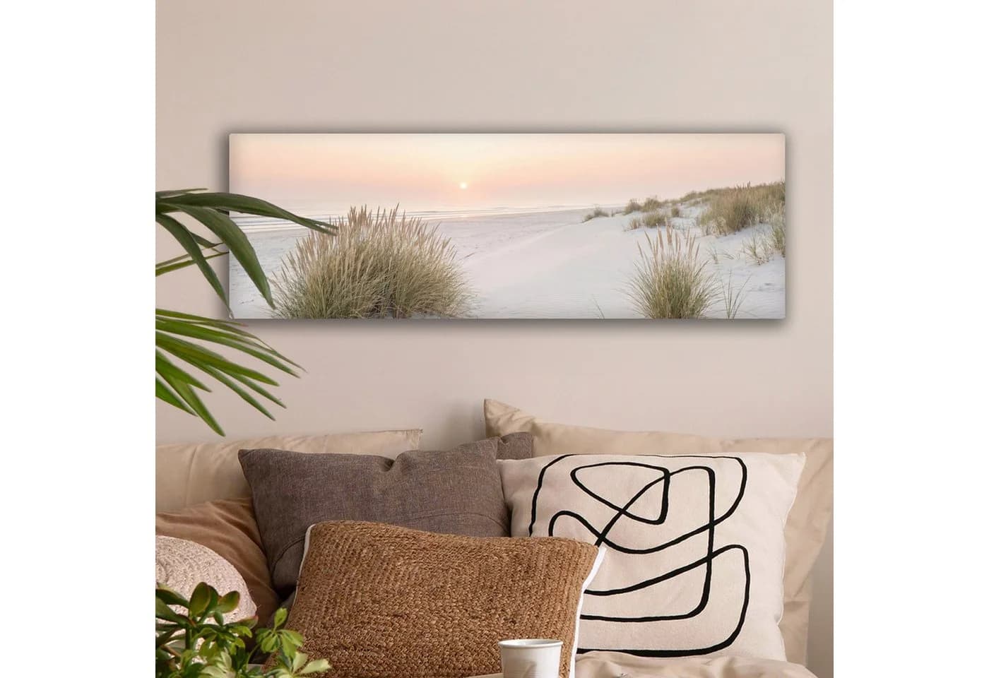 OneMillionCanvasses® Leinwandbild Panorama Dünenlandschaft Beige/Weiß