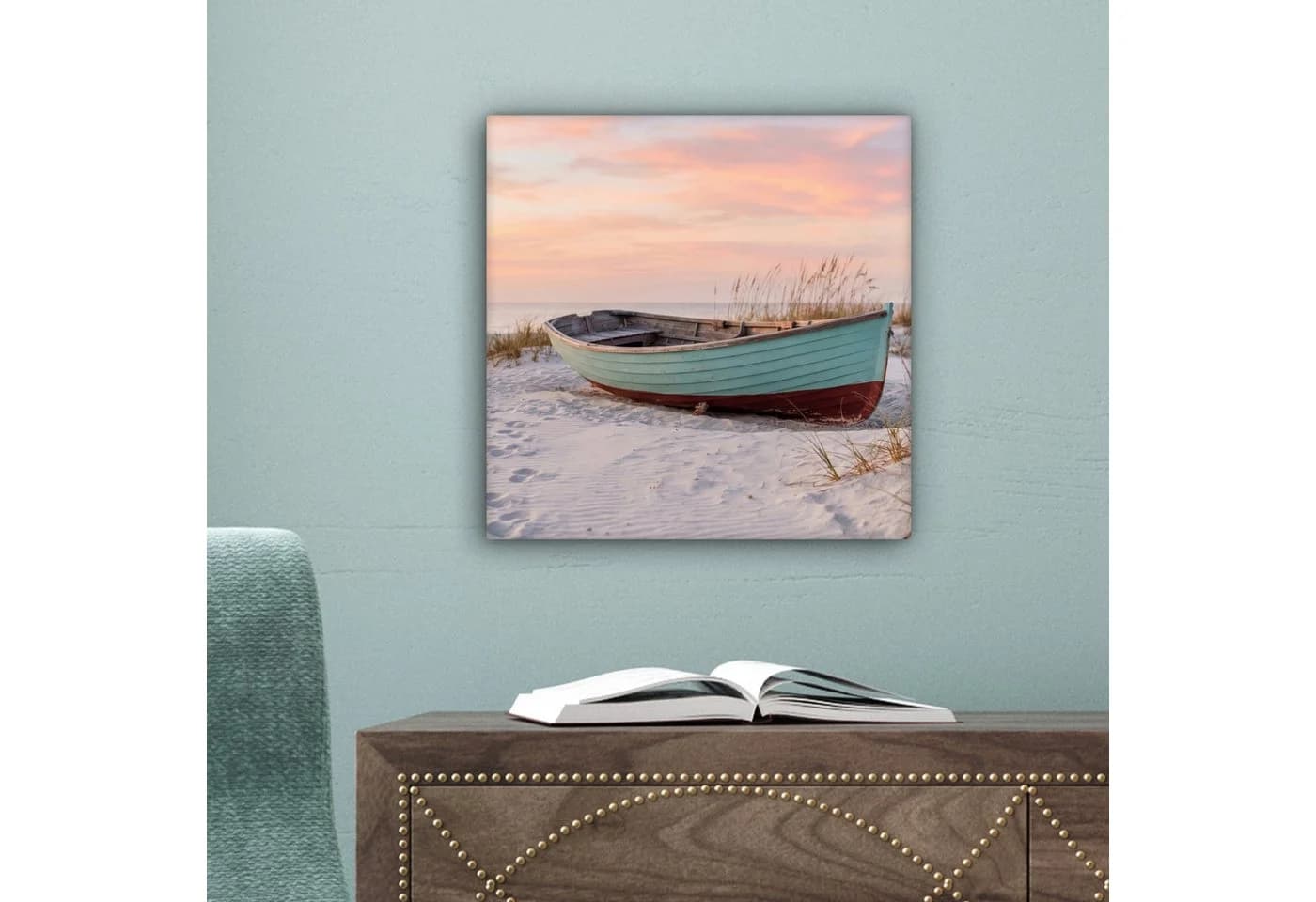 OneMillionCanvasses Leinwandbild Rustikal Ruderboot Sandstrand - Bild 5