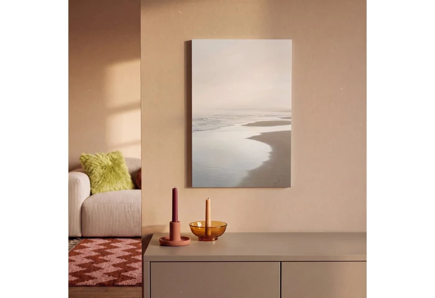 OneMillionCanvasses® Leinwandbild Küstenlinie Strand Meer 20x30 cm