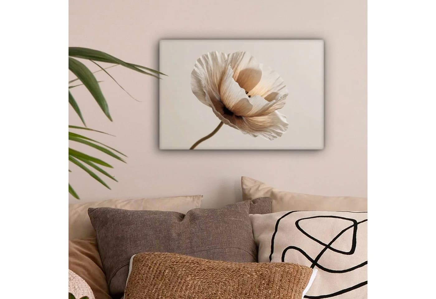 OneMillionCanvasses® Leinwandbild Blume Beige Creme
