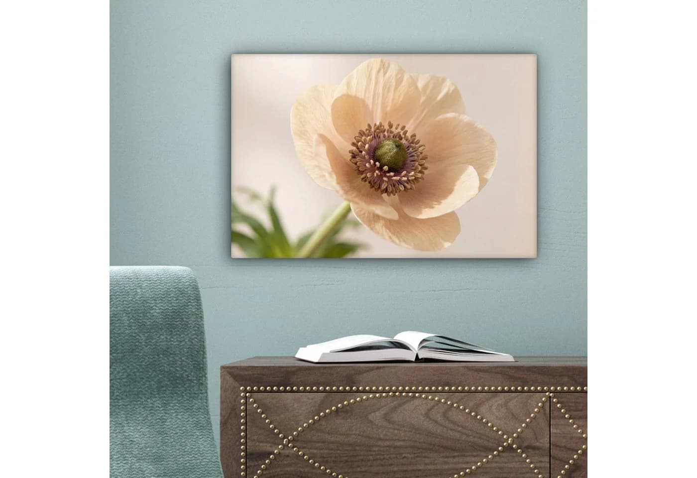 OneMillionCanvasses® Leinwandbild Blume Minimalistisch Grün 30x20 cm - Bild 5