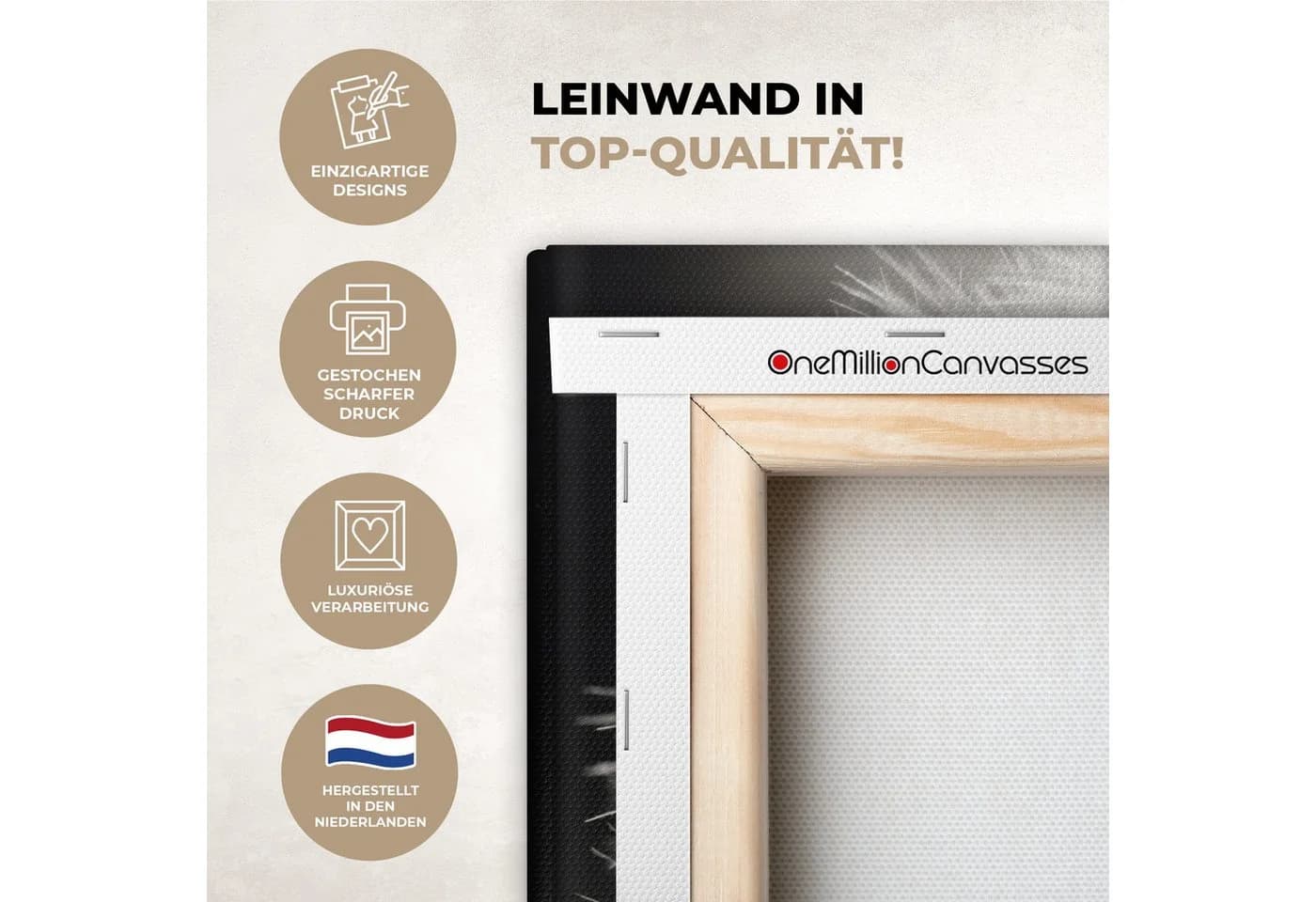 OneMillionCanvasses® Leinwandbild Pusteblume Schwarz-Weiß - Bild 3