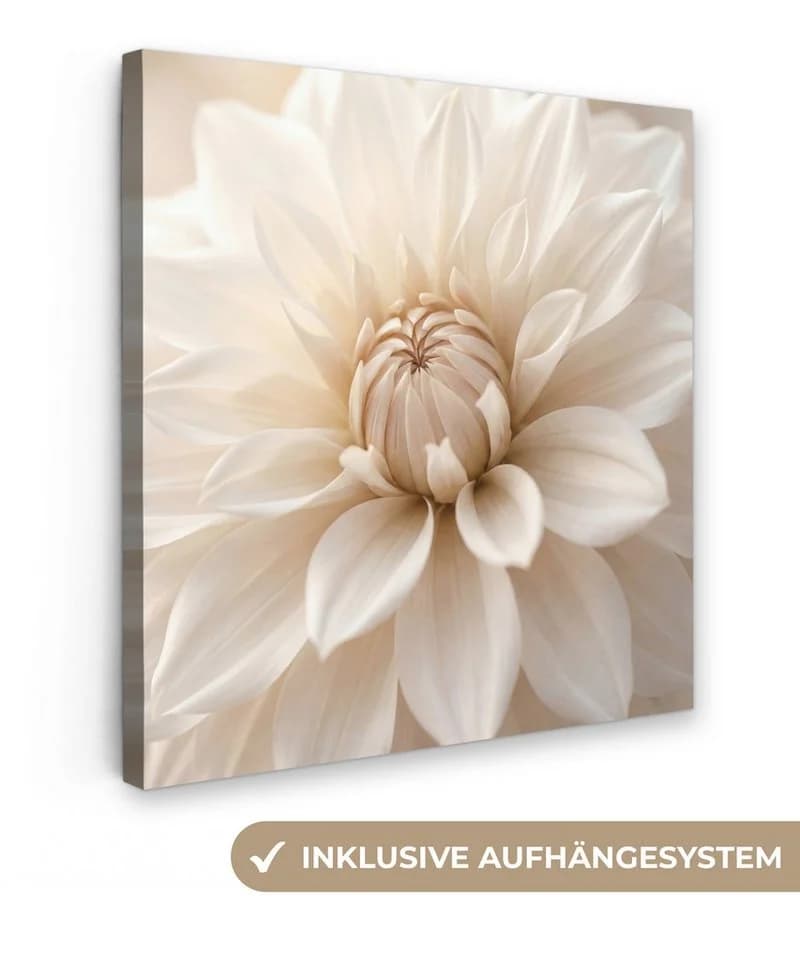 OneMillionCanvasses® Leinwandbild Dahlie Weiß 20x20 cm - Bild 2